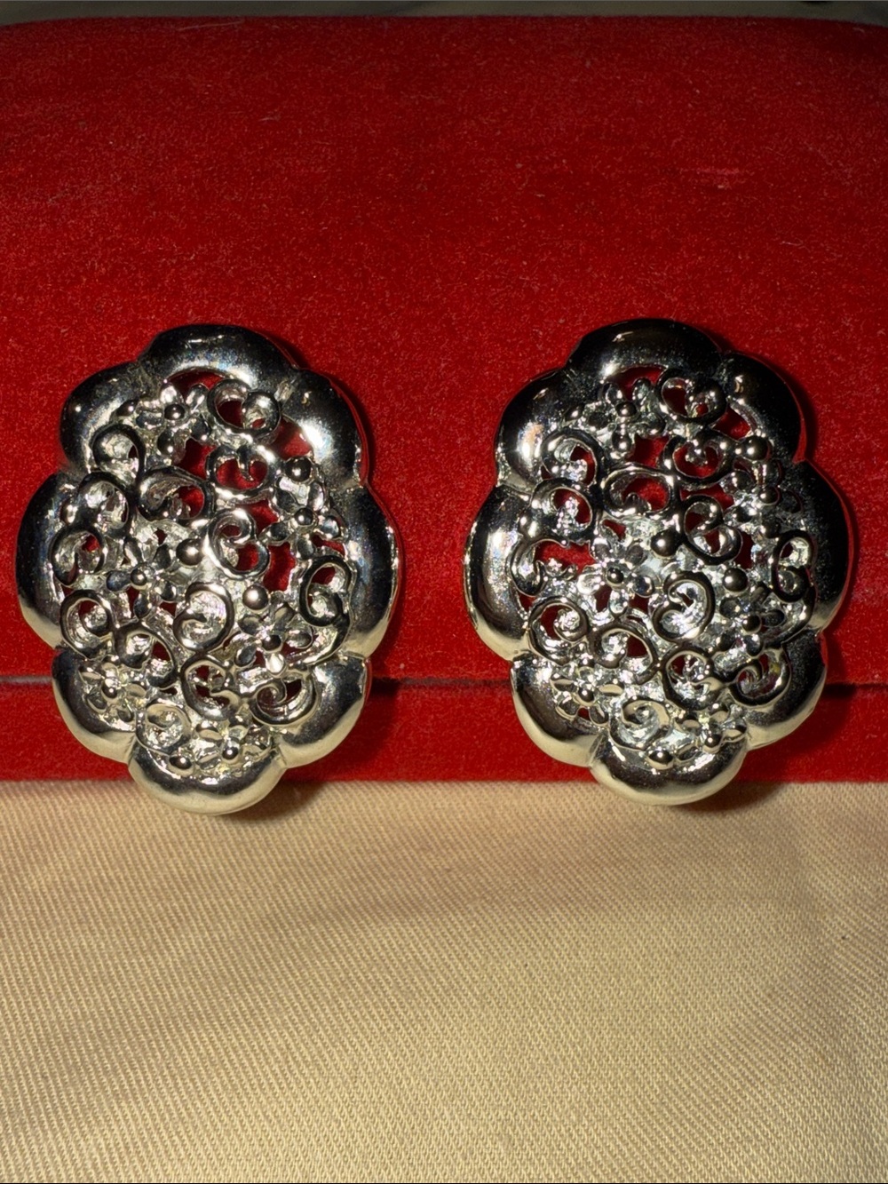 1 Silver Floral Filigree Clip-On Earring and 1 pierced Silver earring